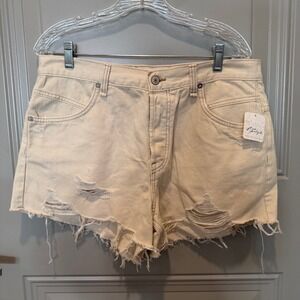 NWT We The Free Now or Never Denim Shorts Cream Size 30